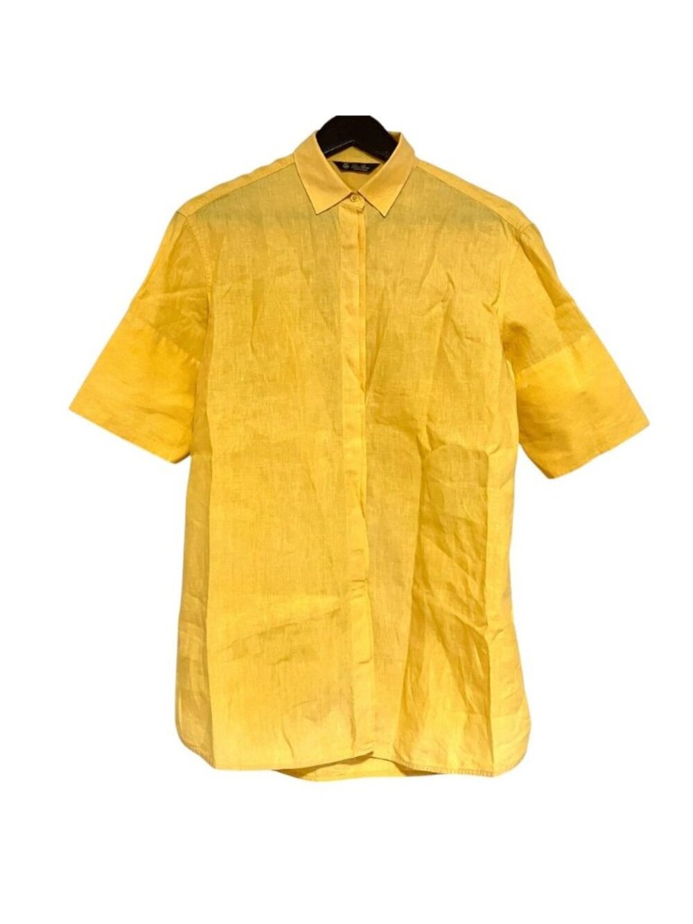 Loro Piana Linen 100% Hiyo Short Sleeve Shirt Blouse Yellow 42